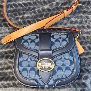 Coach Denim Georgie Saddle Bag